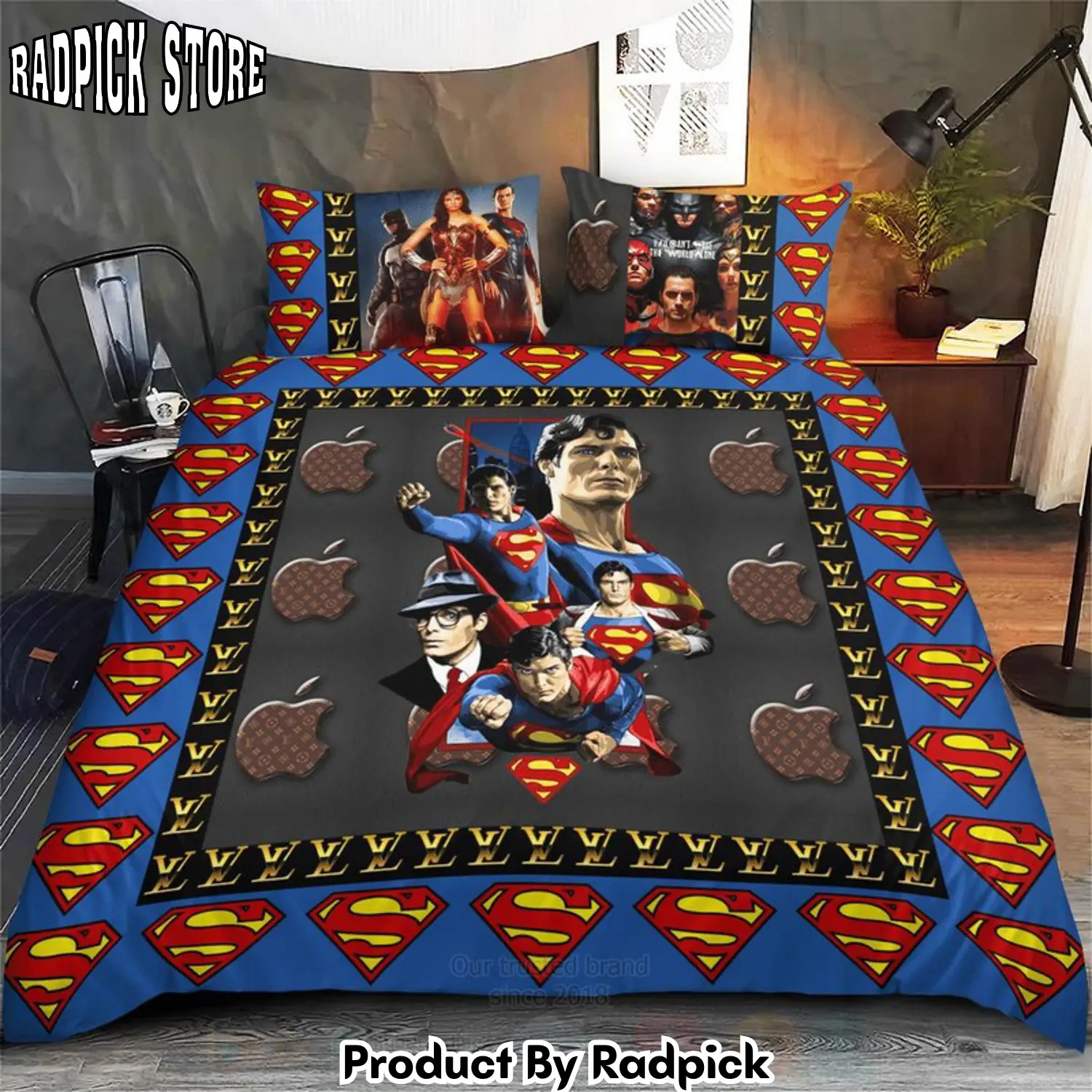 Radpick best dc comics hero team louis vuitton luxury bedding set rp3278358
